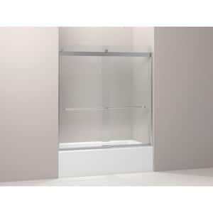 Levity 56-60 in. W x 62 in. H Semi-Frameless Sliding Tub Door in Silver frame with Towel Bar