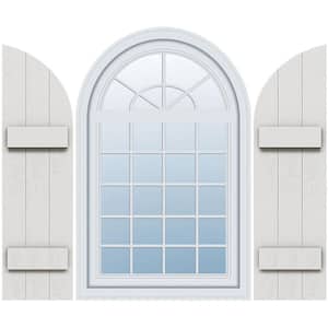 16-1/8 in. x 36 in. Urethane 3-Board Joined Board and Batten Shutters Faux Wood with Quarter Round Arch Top Pair