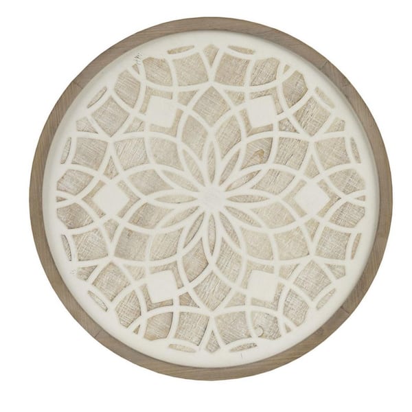 Miscool Anky 1-Piece Framed Art Print 27 in. x 27 in. Round 2-Tone Medallion Wall Decor