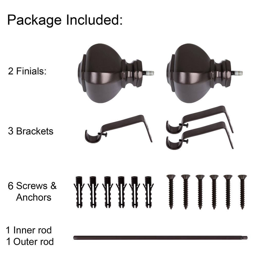 Adjustable Oil Rubbed Bronze Metal Curtain Rod 48-86 Inch