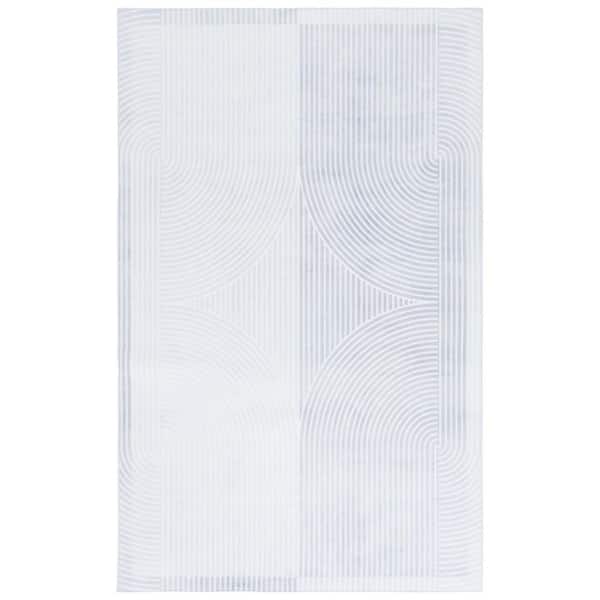 SAFAVIEH Malibu Gray/Light Gray 3 ft. x 5 ft. Machine Washable Striped Modern Area Rug