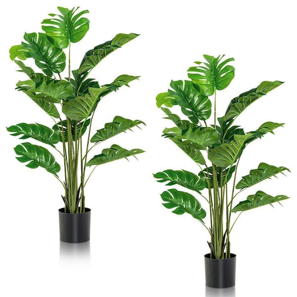 HONEY JOY 5 ft. Artificial Tree Fake Monstera Deliciosa Plant with 15 Split Leave Faux Plant for House Office Living Room (2-Pack)