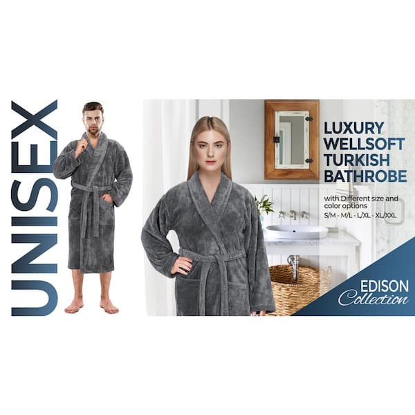 ASL American Soft Linen, Mens and Womens Robes, M-L, Dark Gray  BR-M-L-Grey--W24 - The Home Depot