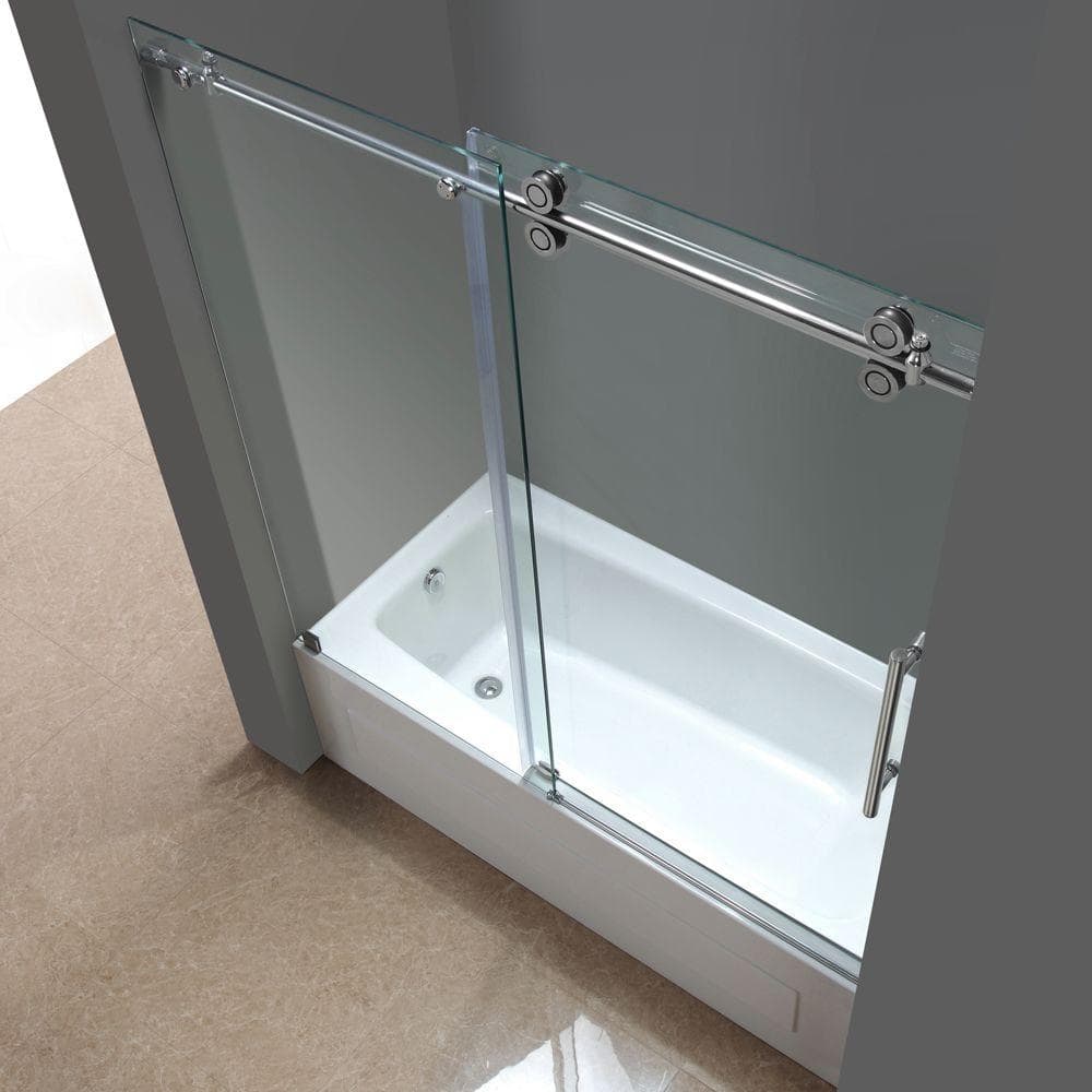 Langham 60'' Clear Glass Stainless Steel Sliding Tub Door