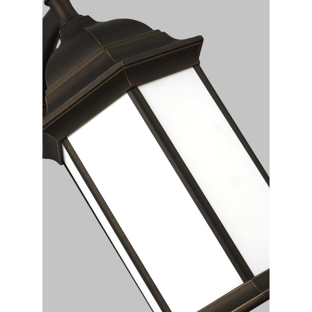 Sevier Antique Bronze Single-Light Outdoor Wall Lantern with Satin Etched Glass