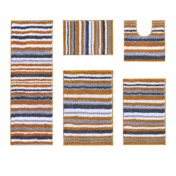 Better Trends Griffie Collection Yellow Polyester 5-Piece Bath Rug Set