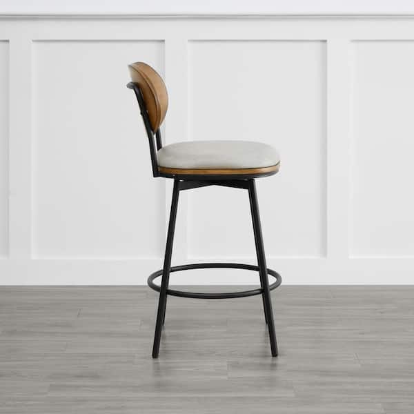 Spruce & Spring Aloysius 27 in. Grey High Back Bar Stools Metal