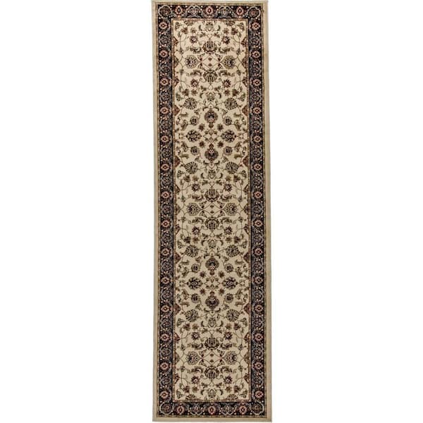 Well Woven Barclay Sarouk Ivory 2 ft. x 7 ft. Traditional Floral Runner Rug