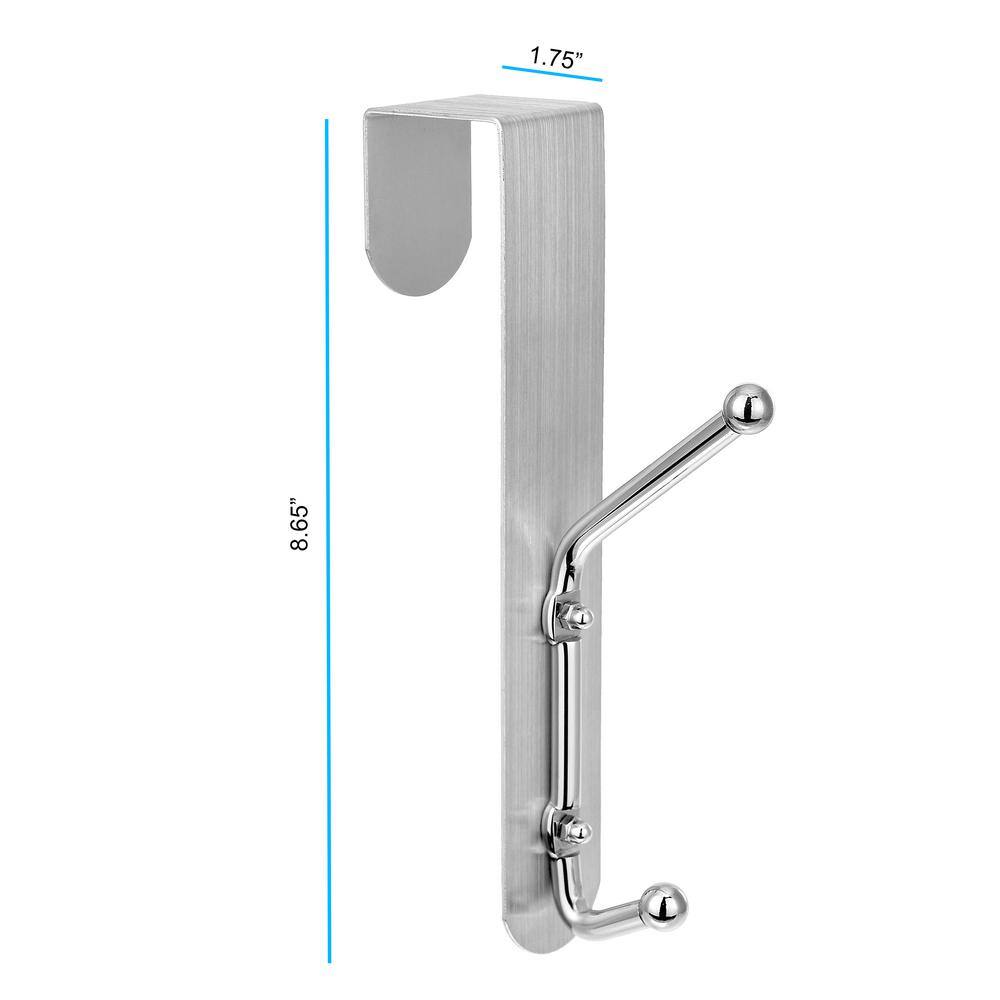 Silver Over-the-Door Hooks with Aluminum Back Plate, 12-Pack