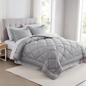 Bed In a Bag 7-Piece Gray Microfiber Comforter Set, Full