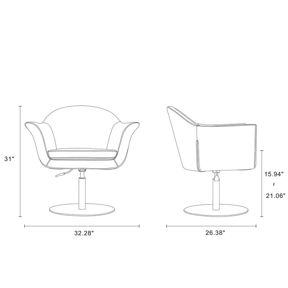 Smokey Blue Polyester Swivel Accent Chair with Brushed Metal Base