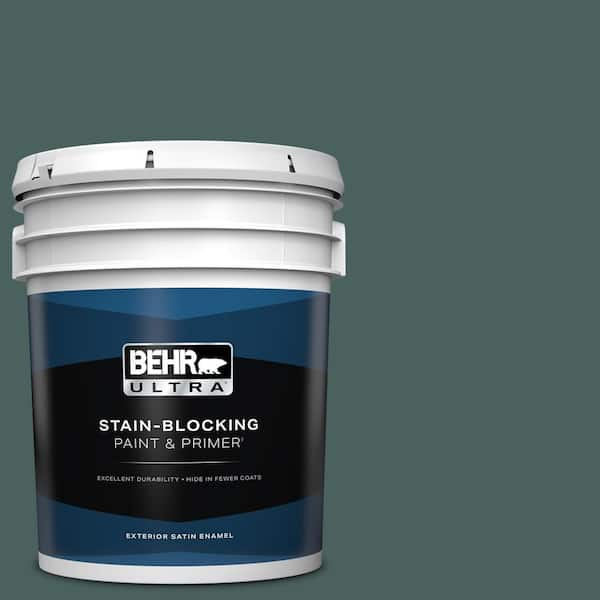 BEHR ULTRA 5 gal. #BIC-54 Vert Pierre Satin Enamel Exterior Paint & Primer