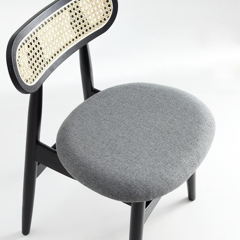 Colbert High-Back Black Wood and Cane Side Chair
