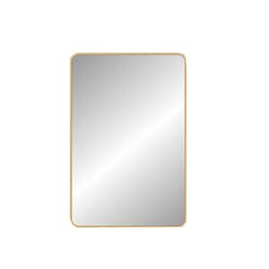 32 in. W x 24 in. H Rectangular Aluminum Framed Wall Mounted Bathroom Vanity Mirror in Gold