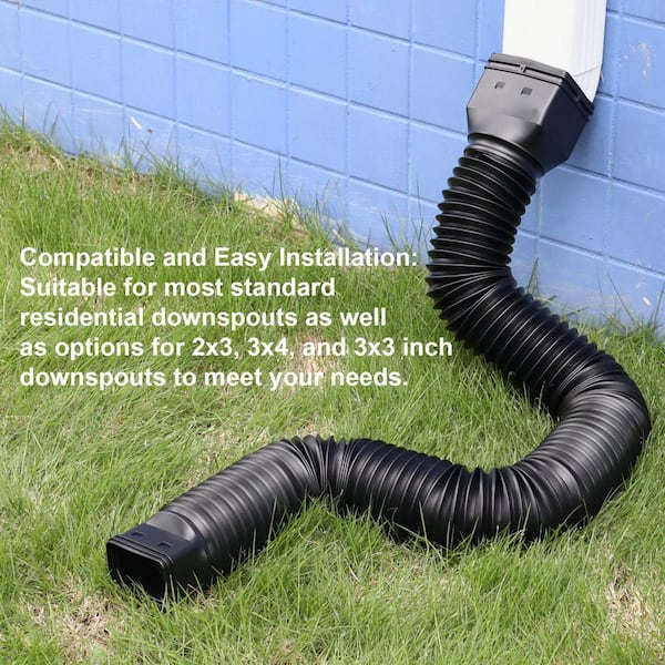 Angel Sar Brown Rain Gutter Downspout Extensions Flexible, Extendable from 21 to 68 in. (4-Pack)