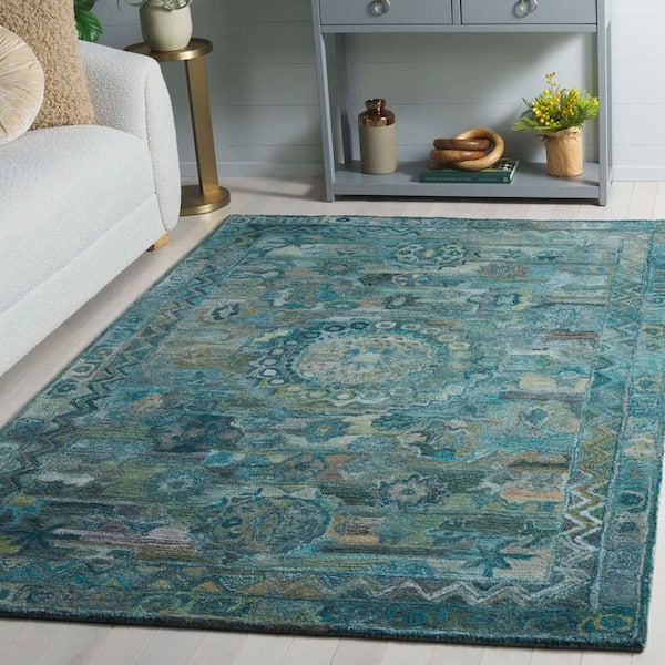 Anatolia 3 ft. x 5 ft. Aqua/Green Abstract Traditional Area Rug