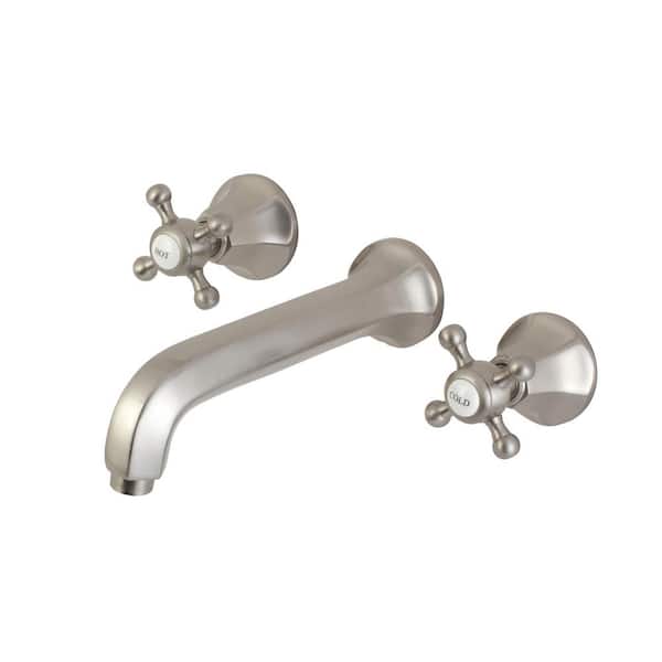 Kingston Brass Metropolitan 2-Handle Wall Mount Bathroom Faucet in Brushed Nickel