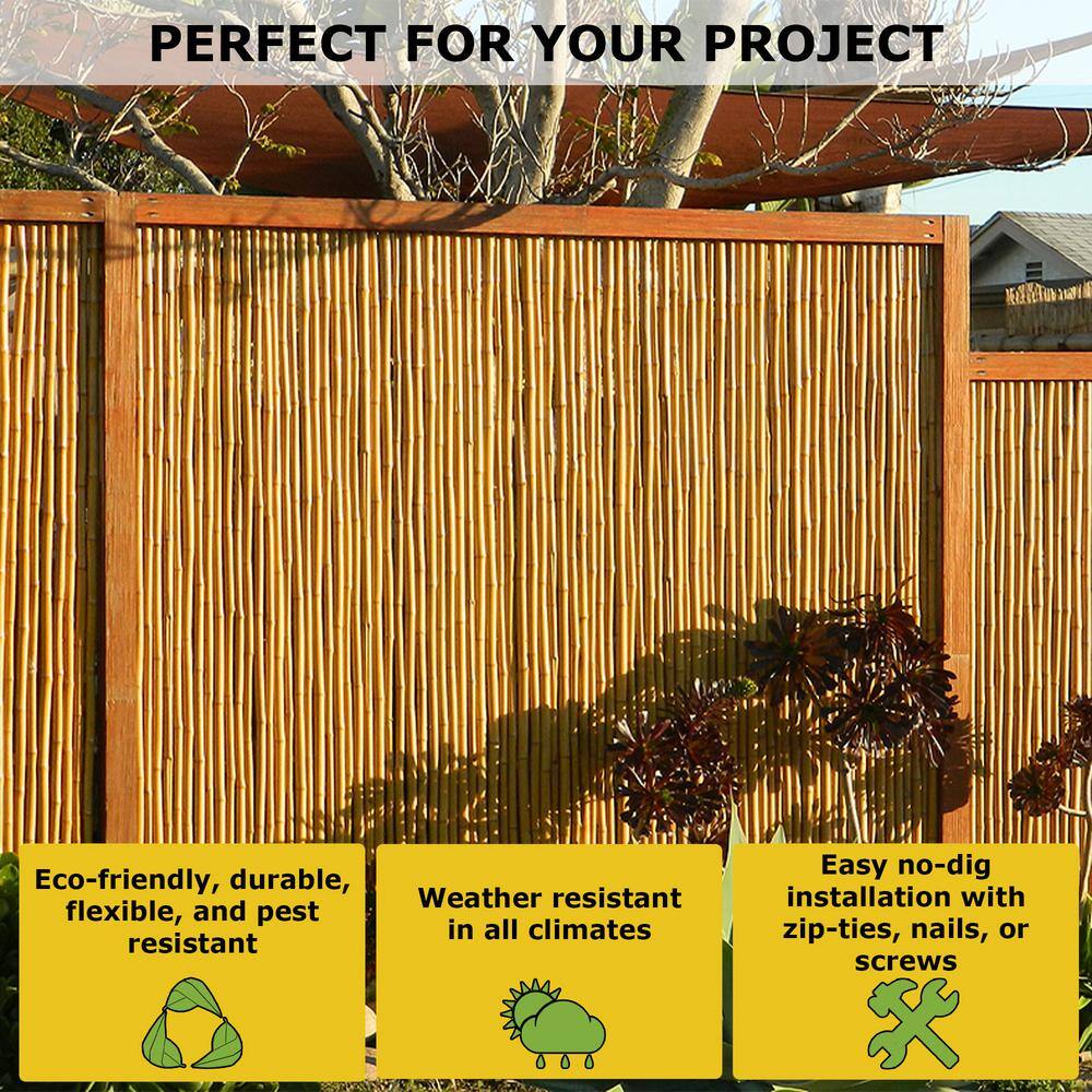 Natural Bamboo Privacy Fence Panel 1" D x 36" H x 96" W