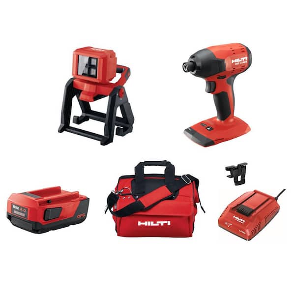 22V Lithium-Ion Cordless Impact Drill Driver and Worklight Combo Kit with Battery Pack and Charger (2-Tool)