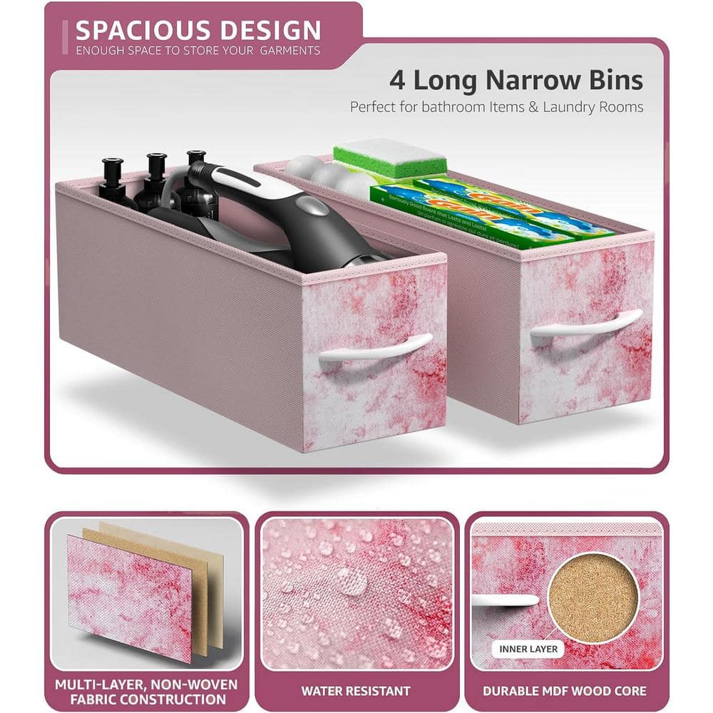Pink Tie-Dye 4-Drawer Vertical Storage Tower with Steel Frame