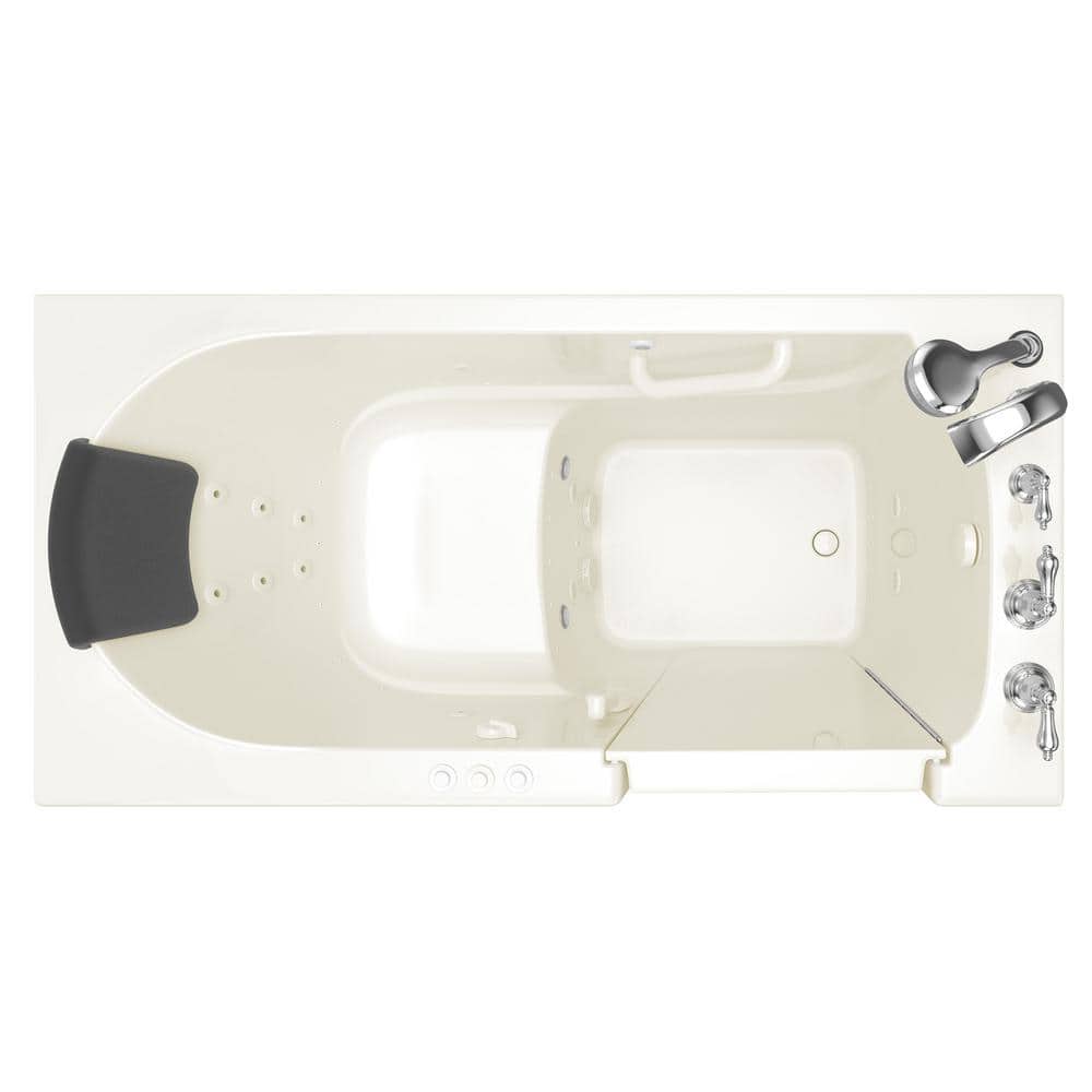 Linen Right-Hand Alcove Fiberglass Walk-In Bathtub with Jets