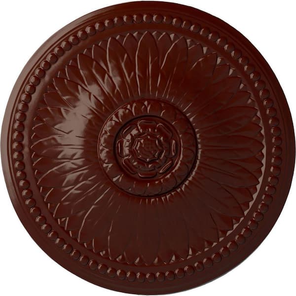 Ekena Millwork 18-1/8" x 3/4" Bailey Urethane Ceiling Medallion (Fits Canopies upto 4"), Brushed Mahogany