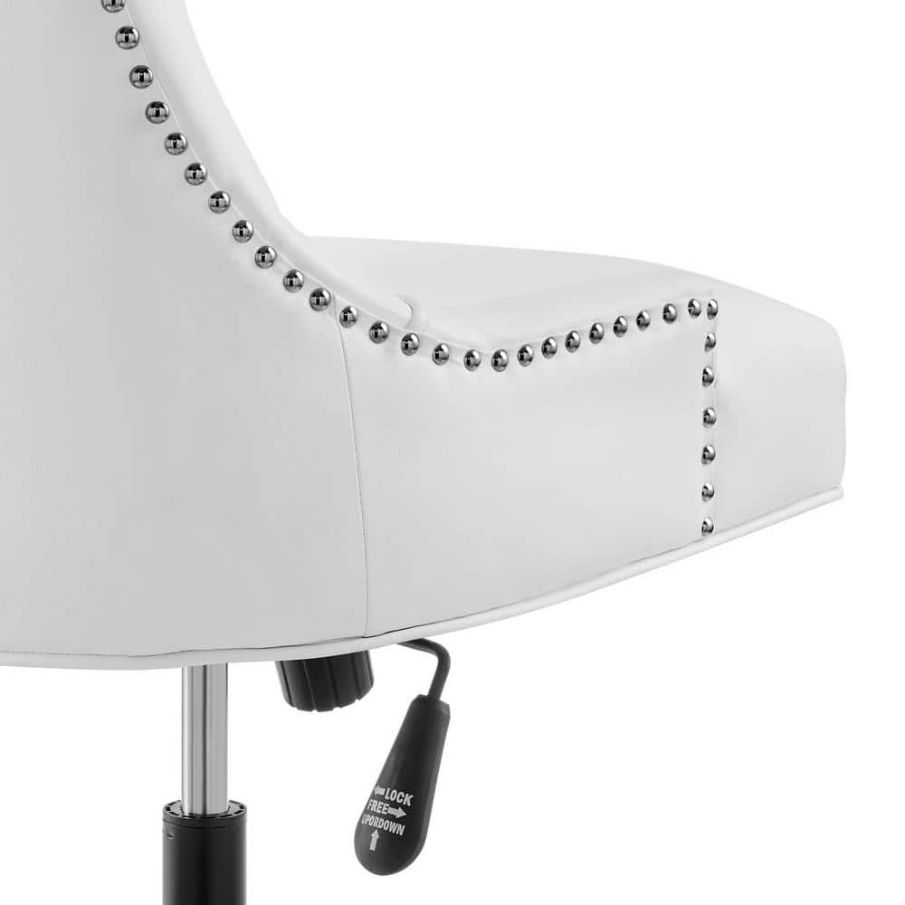 Black and White Tufted Vegan Leather Swivel Office Chair