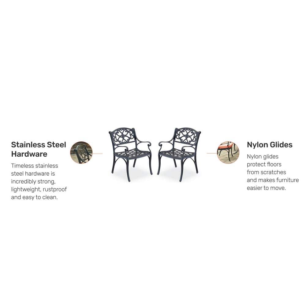 Sanibel Black Cast Aluminum Outdoor Dining Chairs, Set of 2
