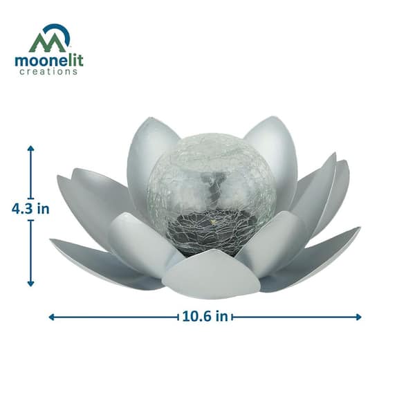Moonelit Creations Silver Lotus Flower Solar LED Garden Light
