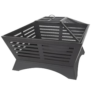 Hutchinson 32.8 in. W x 23.7 in. H Square Steel Wood Burning Black Fire Pit
