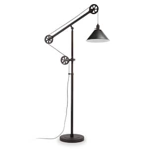 Descartes 70 in. Blackened Bronze Floor Lamp with Pulley System