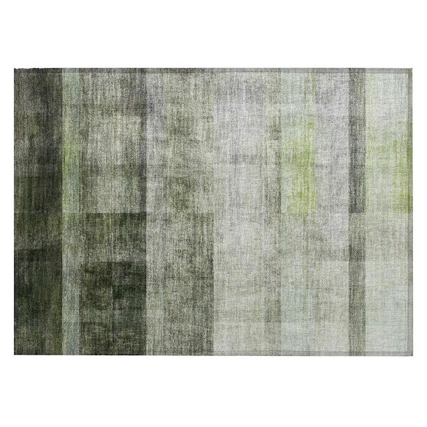 HomeRoots Olive Green 2 ft. x 3 ft. Woven Solid Color Rectangle Indoor/Outdoor Area Rug