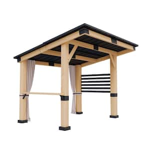 12 ft. x 10 ft. Cedar Wood Gazebo with Galvanized Steel Roof, Ceiling Hook for Patio, Privacy Curtains
