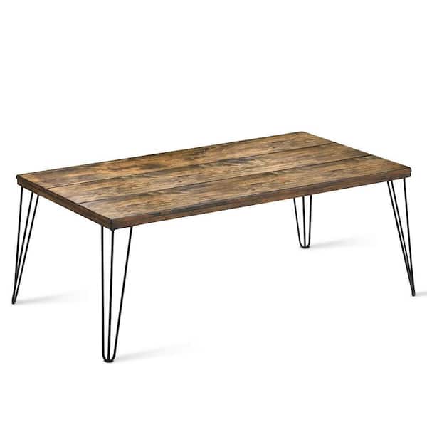 FORCLOVER 43.5 in. Vinatge Rectangle Wood Coffee Table with Metal Frame