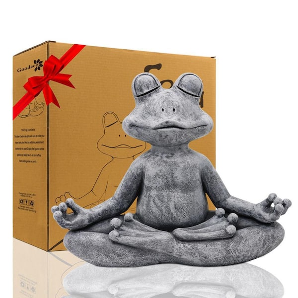 12.5 in. x 10 in. Original Zen Yoga Frog Figurine Outdoor Statue,Garden Decor Sculptures,Unique Gift Idea