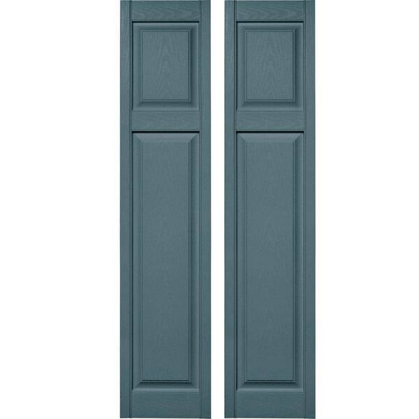 Builders Edge 15 in. x 67 in. Cottage Style Raised Panel Vinyl Exterior Shutters Pair #004 Wedgewood Blue