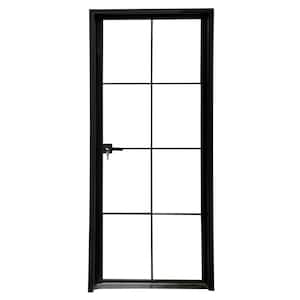 Teza Interior Door 37.5 in. x 80 in. Matte Black Aluminum Single Door 8 Lite Right Hand Inswing with Magnetic Lock