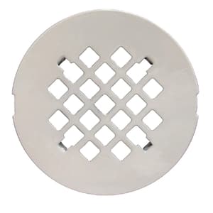 4-1/4 in. Round Replacement Snap-In Strainer in White for No Caulk Fiberglass Shower Stall Drains