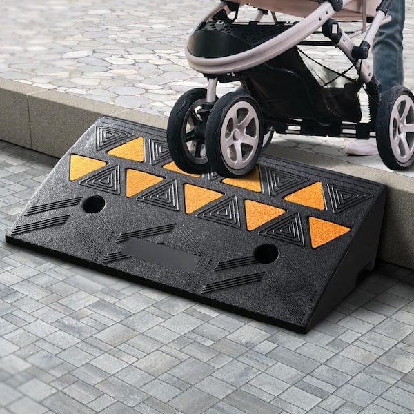 Rubber Curb Ramp 4.25 in. Rise Height Sidewalk Curb Ramp, 11.8 in. Width 19.7 in. Length Driveway Ramp, 15T Heavy Duty