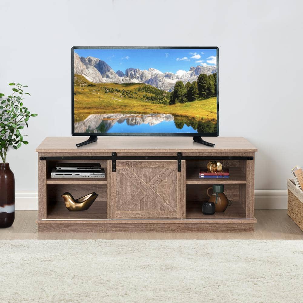 One Door TV Unit Television Stand Entertainment Cabinet Slatted Design –  HouseandHomestyle