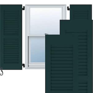 12 in. W x 45 in. H Americraft 2 Equal Louver Exterior Real Wood Shutters (Per Pair), Thermal Green