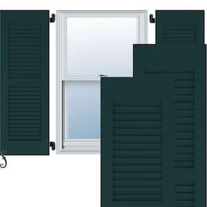 15-in W x 45-in H Americraft Two Equal Louver Exterior Real Wood Shutters (Per Pair), Thermal Green