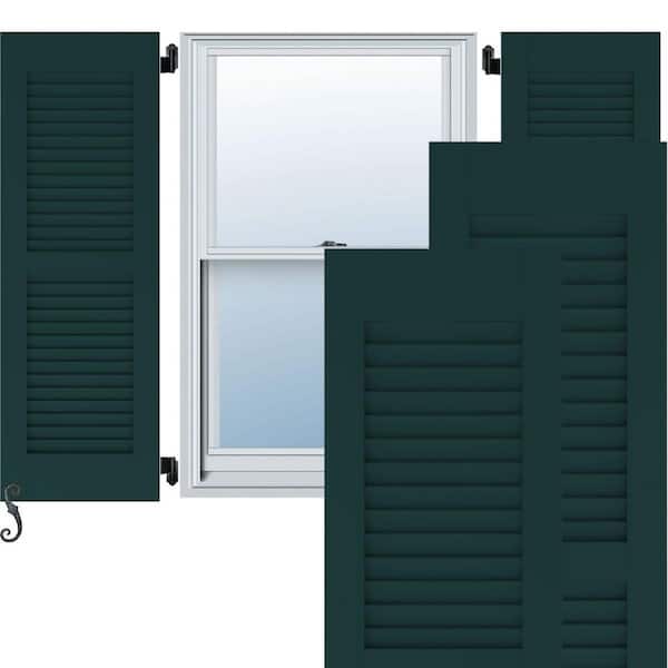Ekena Millwork 18 in. W x 70 in. H Americraft 2 Equal Louver Exterior Real Wood Shutters Per Pair in Thermal Green