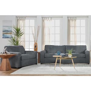 New Classic Furniture Kylo 2-piece Ash Gray Polyester Living Room Set with Couch and Oversized Chair