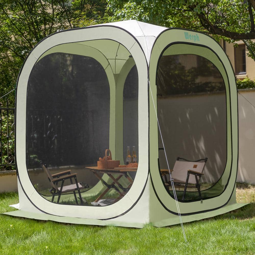 Werph 6 ft. x 6 ft. Green Portable Canopy Tent with Mesh Mosquito Net, Screen House Room Camping Canopy Shade Tent