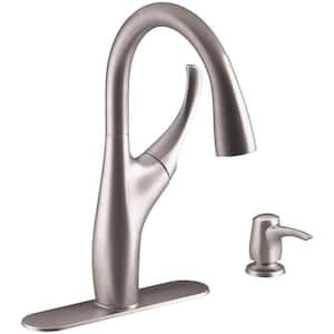 Mazz Single-Handle Pull-Down Sprayer Kitchen Faucet in Vibrant Stainless