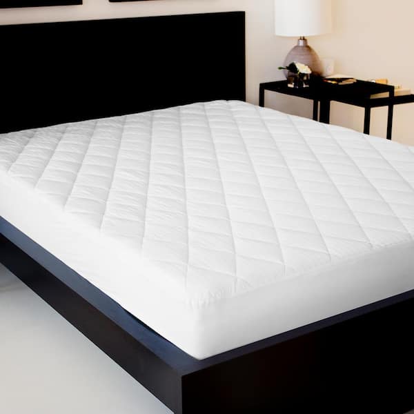 Malouf Twin XL Quilted Mattress Pad with Damask Cover and Down Alternative Fill