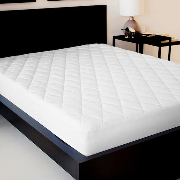 Malouf Full Quilted Mattress Pad with Damask Cover and Down Alternative Fill