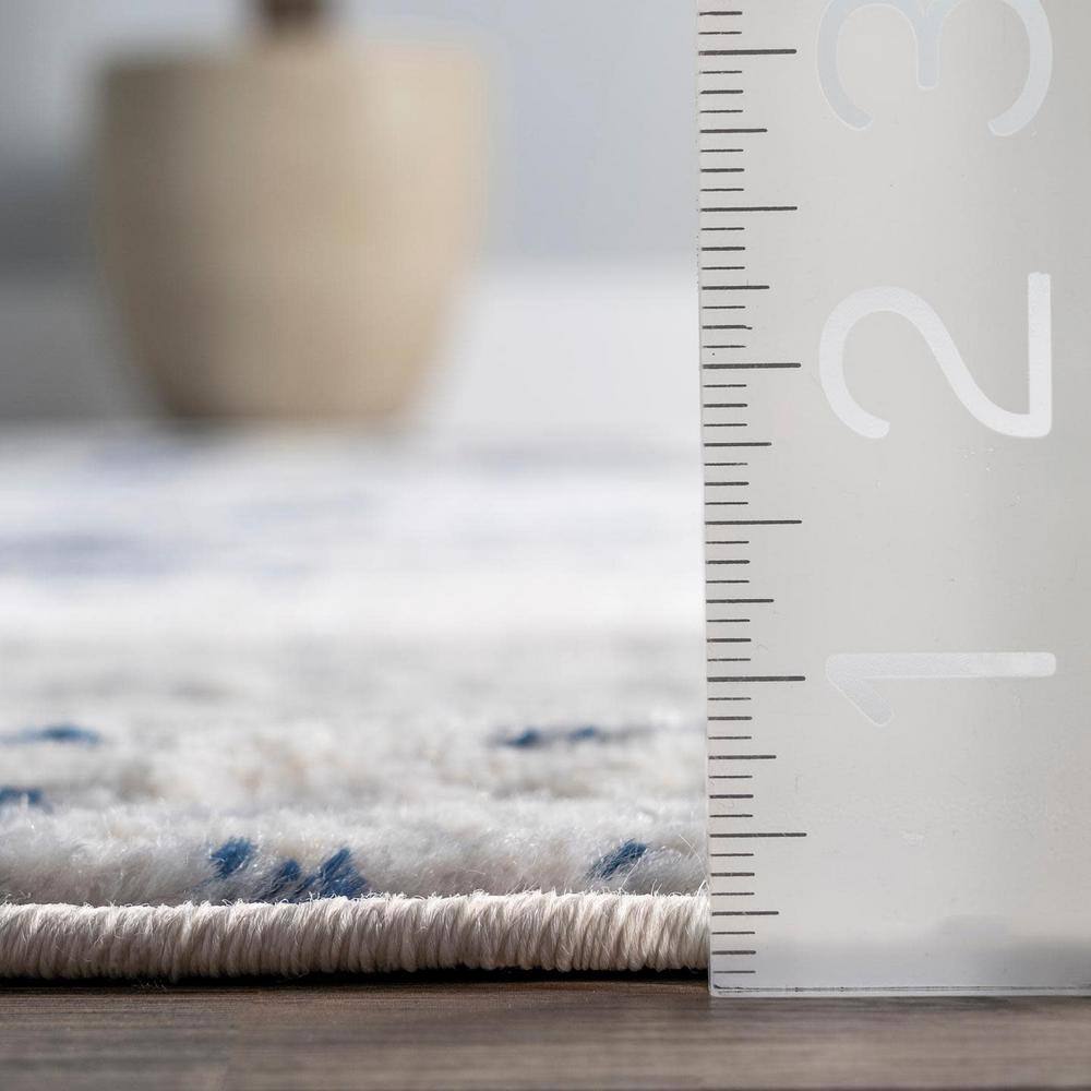 Modern Abstract Blue and Gray Synthetic Rectangular 8' x 10' Area Rug