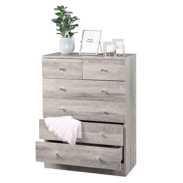 Gray 6 Drawer 25. 98 in. Wide Chest of Drawers